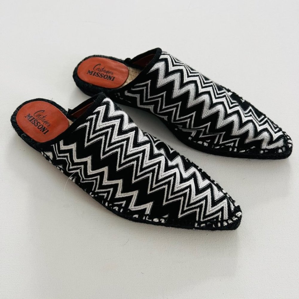 MISSONI x Castaner Ross Slipper Espadrilles Zig Zag Pointy Flats